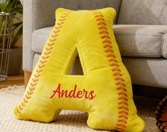 Benutzerdefinierte Softball-Liebhaber-Geschenk, personalisiertes Softball-Kissen mit Namen, Softball-Namenskissen-Geschenk, Softball-Mama-Geschenk, Softball-Fans-Geschenk für sie