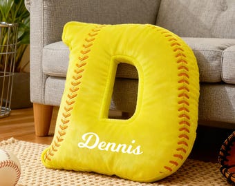Personalisiertes Softball Briefkissen, benutzerdefiniertes Initialkissen mit Namen, Softball-Liebhaber-Player, Softballspieler-Geschenk, Softball-Teamgeschenke