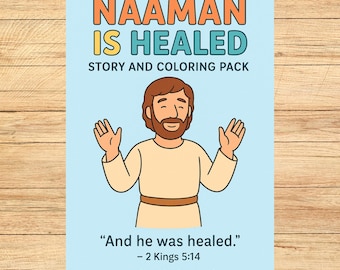 Historia de la sanación de Naamán y páginas para colorear para niños (descarga digital)