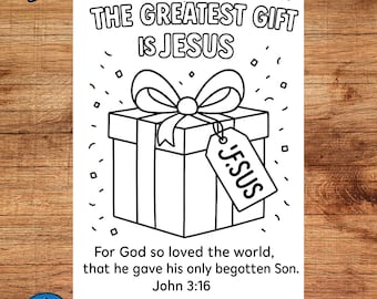 最高の贈り物はイエス・キリストのクリスマスぬり絵パック。キリスト降誕の聖書の一節を子供向けに印刷できるページ