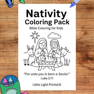 Nativity Coloring Pack/Bible Christmas Coloring Pages for Kids/Christian Pintables