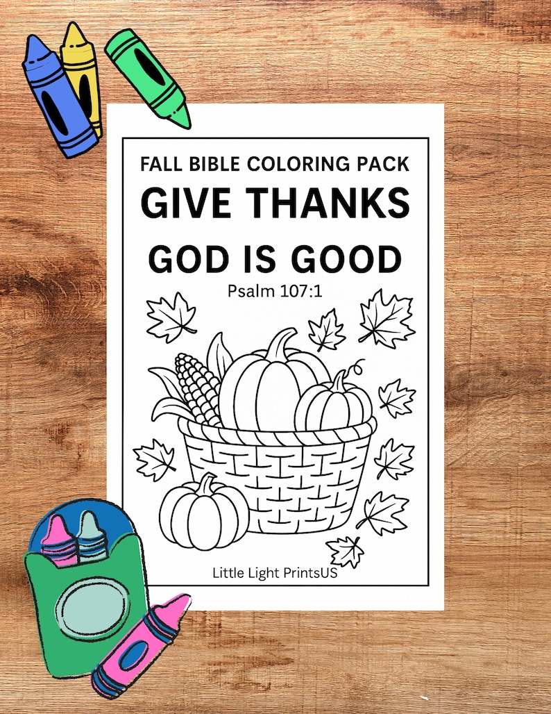 Fall Bible Coloring Pages for Kids: Thanksgiving Printable Activity