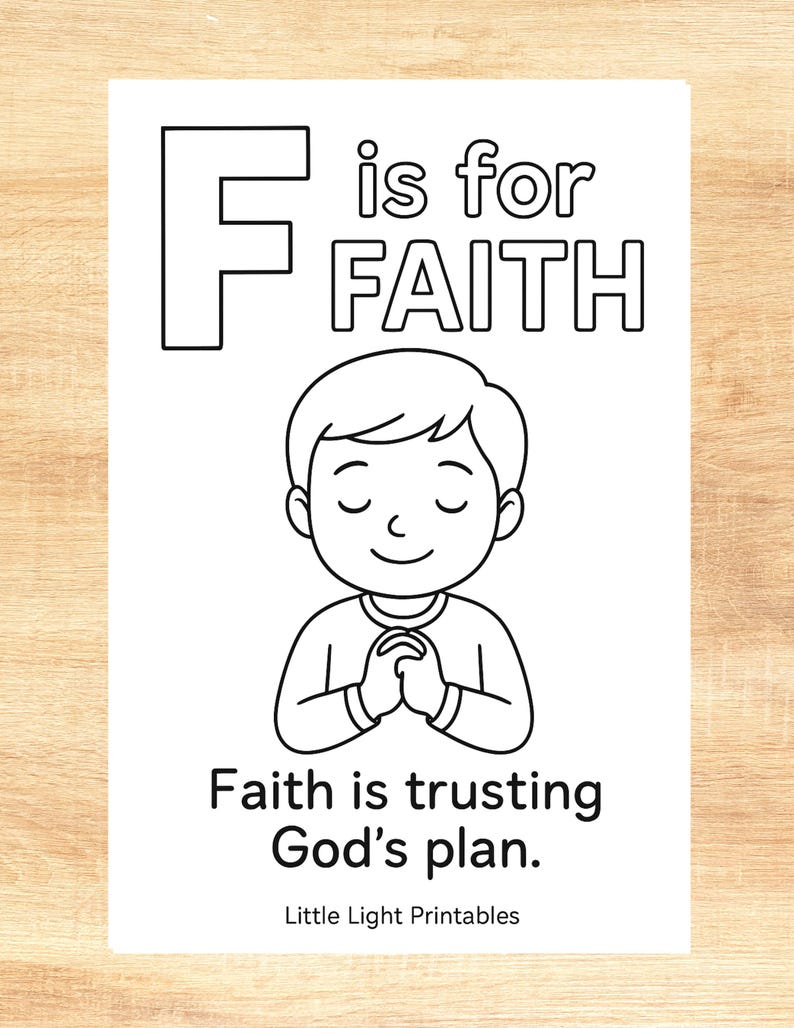Letter F Coloring Page - Faith Bible Alphabet Printable - Christian ...
