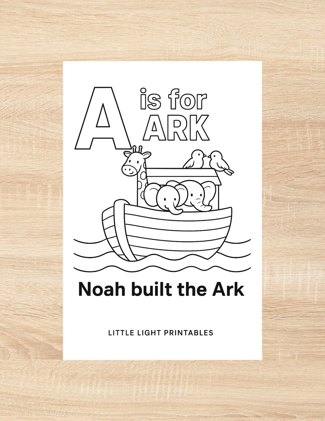 A is for Ark - Bible Alphabet Coloring Page/christian Printable for ...