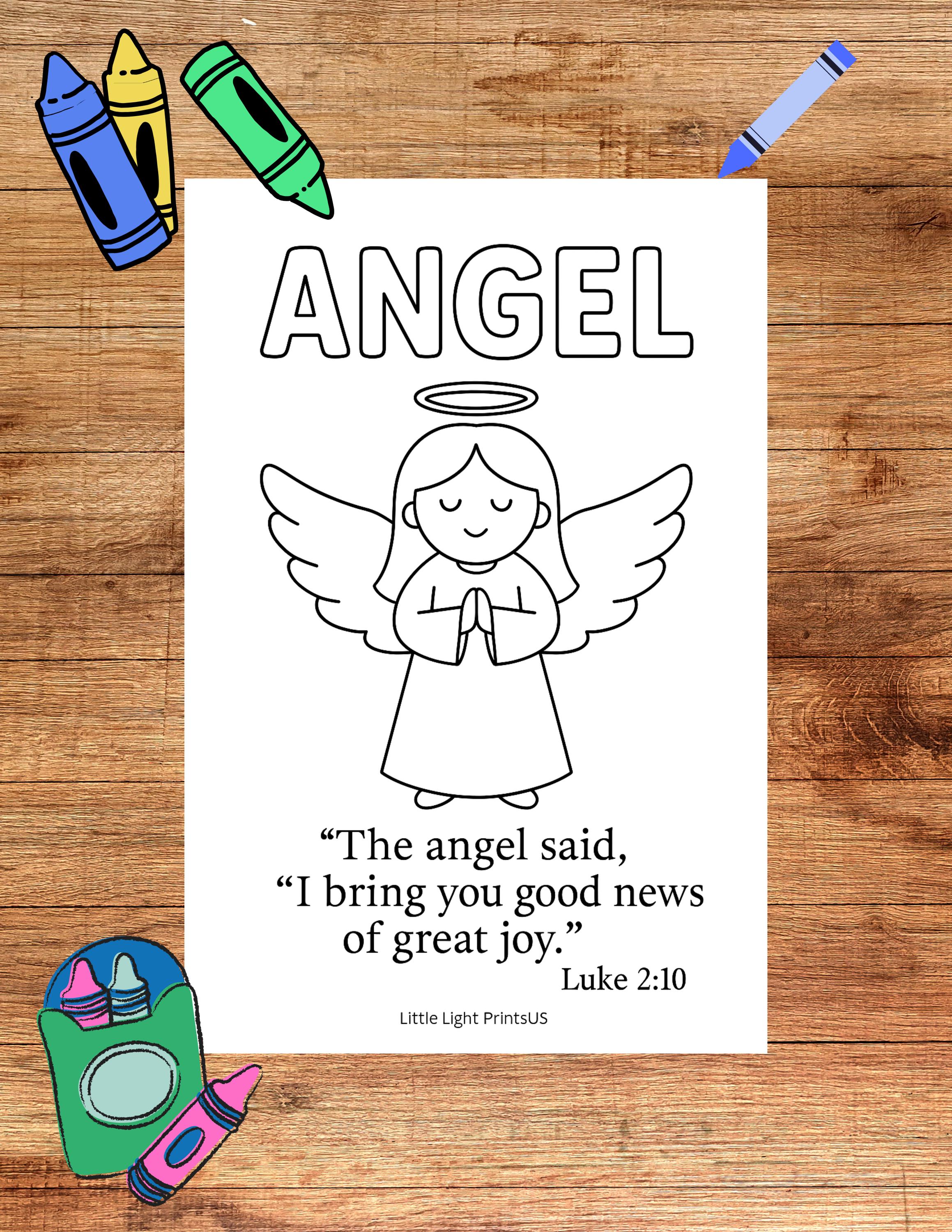 40 Sweet and Easy Angel Crafts for Kids To Make! 32 Christmas Angel Coloring Page/Christian Holiday Printable
