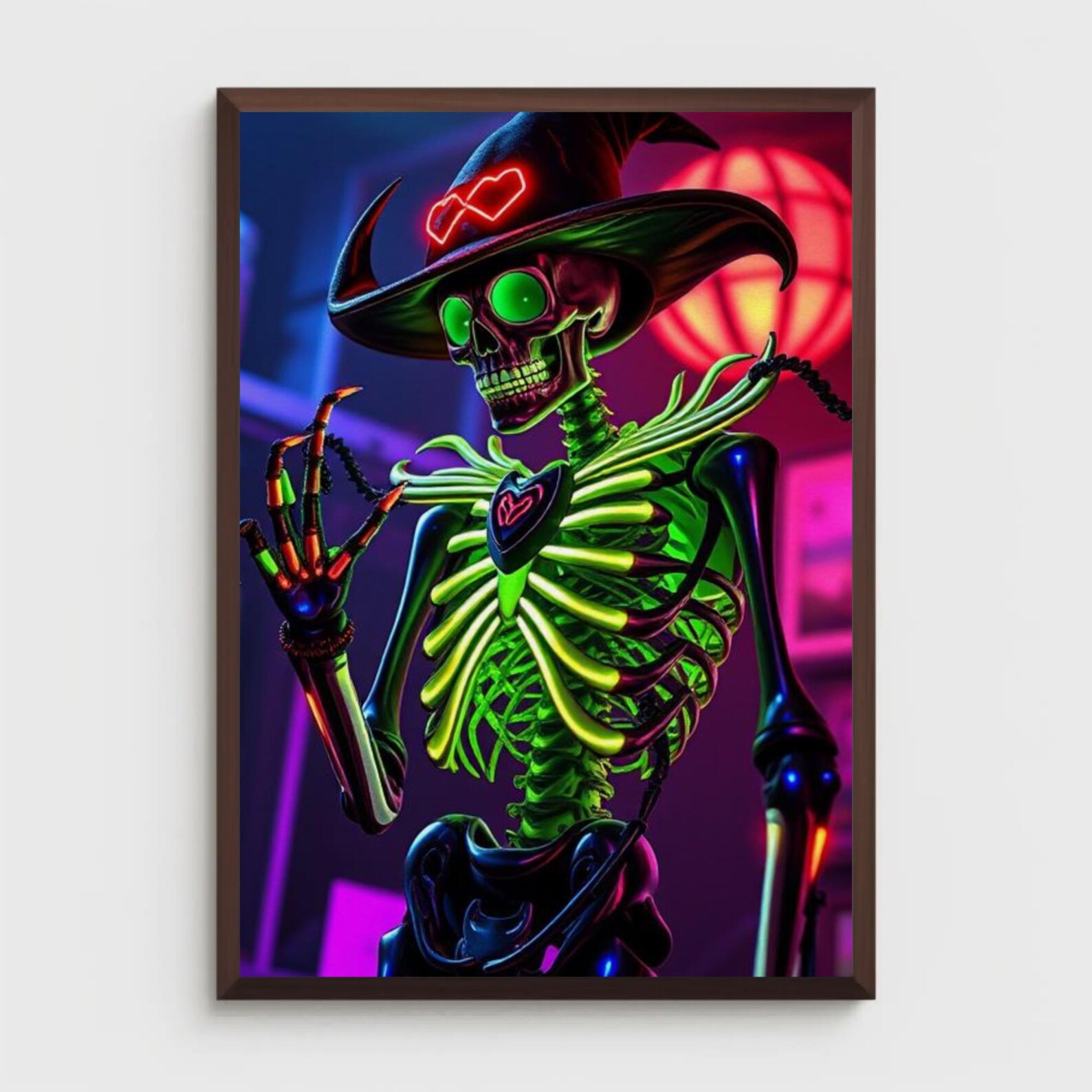 Skeleton Cowboy Neon Printable, Cowboy Hat, Funny Halloween | Spooky ...