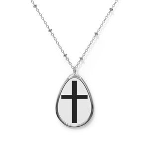 Teardrop Cross Necklace | Christian Jewelry | Religious Gift for Women | Faith-Based Pendant | Bible Verse Inspired Necklace
