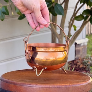 Copper and Brass Bowl or Cauldron | Farmhouse Decor or Ghibli Aesthetic Kitchenware