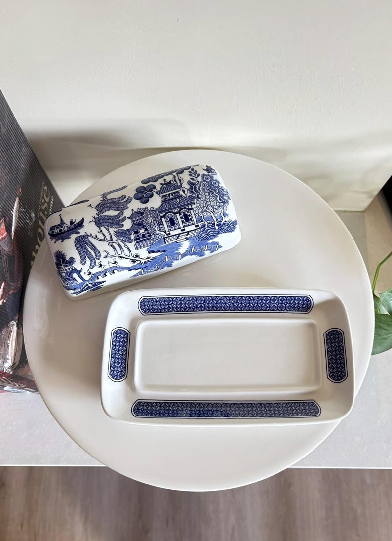 Blue Willow Butter Dish by Churchill England