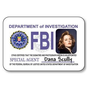X FILES DANA SCULLY Pin or Magnet Fastener Name Badge Halloween Costume Prop