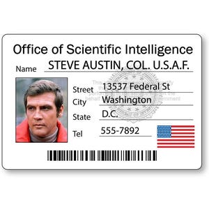 Six Million Dollar Man STEVE AUSTIN Pin or Magnet Fastener Name Badge Halloween Costume Prop