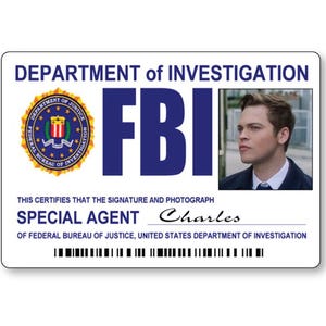 SUPERNATURAL JACK Agent Charles Name Badge w/ pin or magnet back & Bonus Anti Possession button Halloween Costume Prop