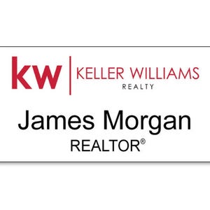 KELLER WILLIAMS Realty RECTANGLE personalized Name Badge Tag with a pin Fastener