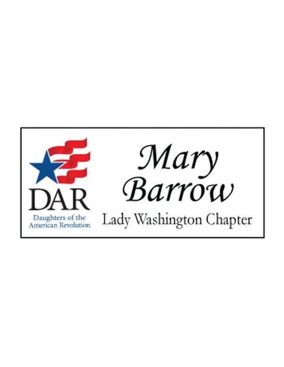DAR Daughters of the American Revolution Custom Personalized Name Badge with a MAGNET Fastener White Gold or Silver