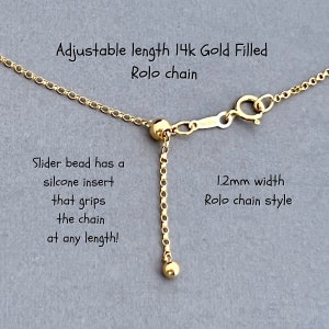 Gold rolo chain, gold chain for pendant, sliding adjustable length 14 to 30 inches, 14k gold filled, gold layering jewelry GF-Ch-Adj