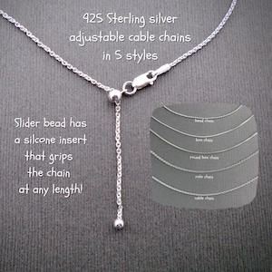 Sterling Silver Adjustable Slide Cable Chains Sterling Silver Adjustable Slide Cable Chains