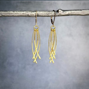 Gold fringe earrings, gold vermeil lightweight tassel dangle earrings, Boho earrings, girlfriend gift, gifts for her HS178G