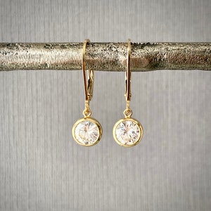 14k Gold-filled Bar Drop Lever Back Earrings with Cubic Zirconia 14k Gold-filled Bar Drop Lever Back Earrings with Cubic Zirconia
