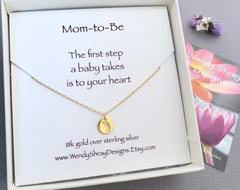 Mom to be necklace, new mom, gold baby footprint necklace, pregnancy baby shower gift, maternity gift N226C