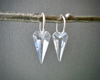 silver petals E345 sterling silver leverback earrings Dagger spike earrings tribal edgy jewelry