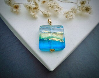 Gift Wrapped Crystal Necklace Cobalt Blue Fiorato 20mm Murano Glass Heart Sterling Silver Chain