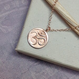 Rose gold namaste om pendant necklace satellite cable chain ohm charm yoga mindful minimalist jewelry girlfriend gift for her N135R