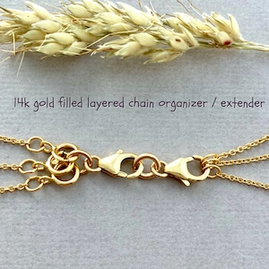 Gold lobster clasp chain organizer, DYI for layered necklaces, 14k gold filled, layering trigger connector chain separator extender GF-LBT-2