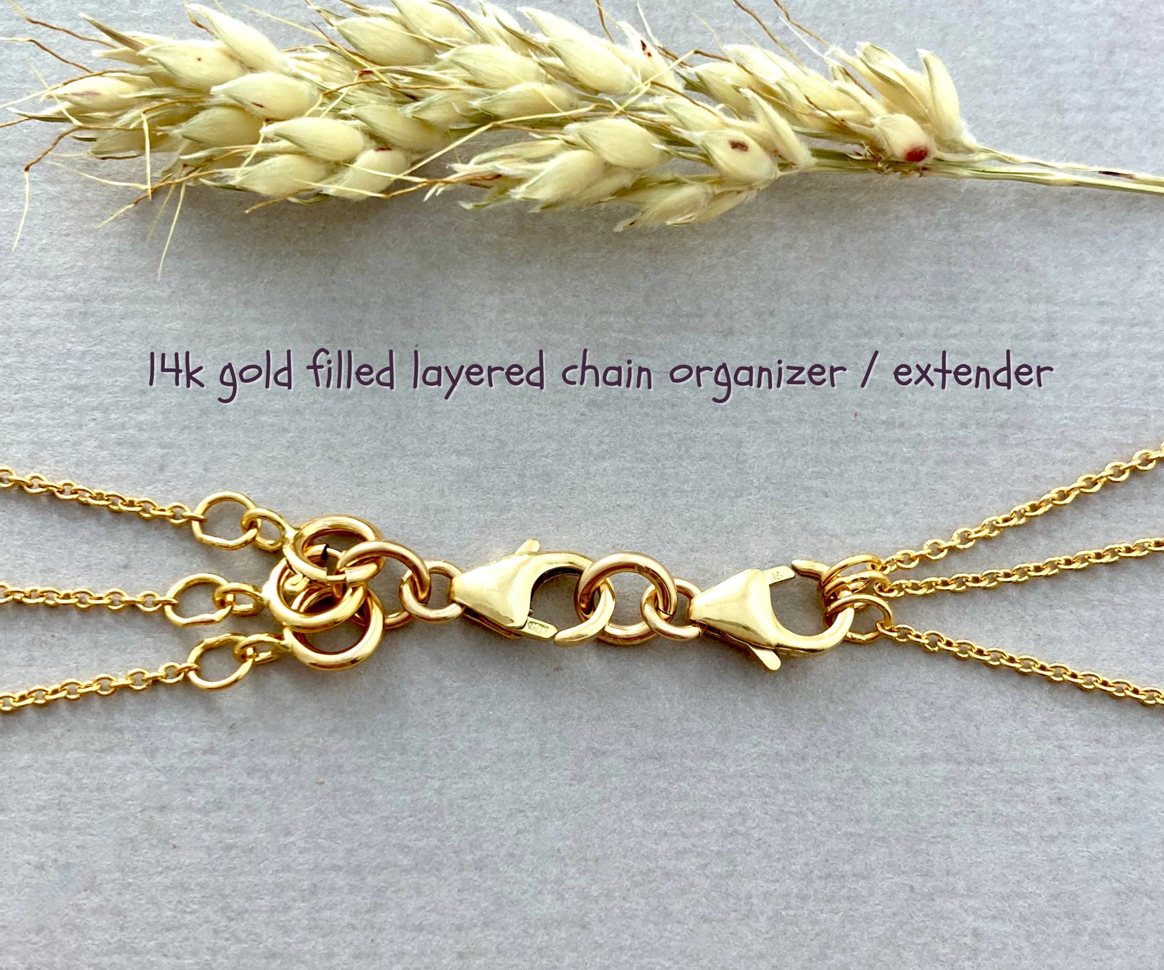 Gold lobster clasp chain organizer DYI for layered necklaces 14k gold filled layering trigger connector chain separator extender GF-LBT-2