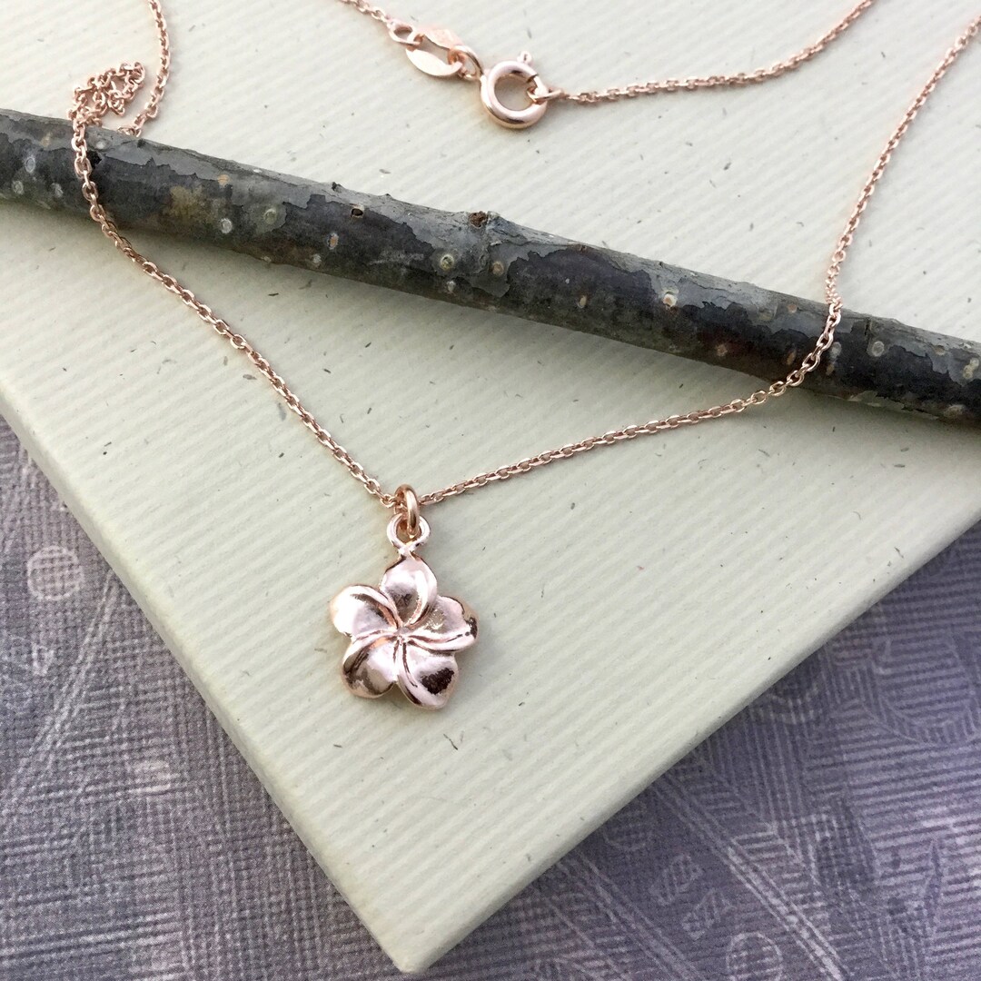 Rose Gold Flower Pendant Necklace, Flower Girl Necklace, Rose Gold