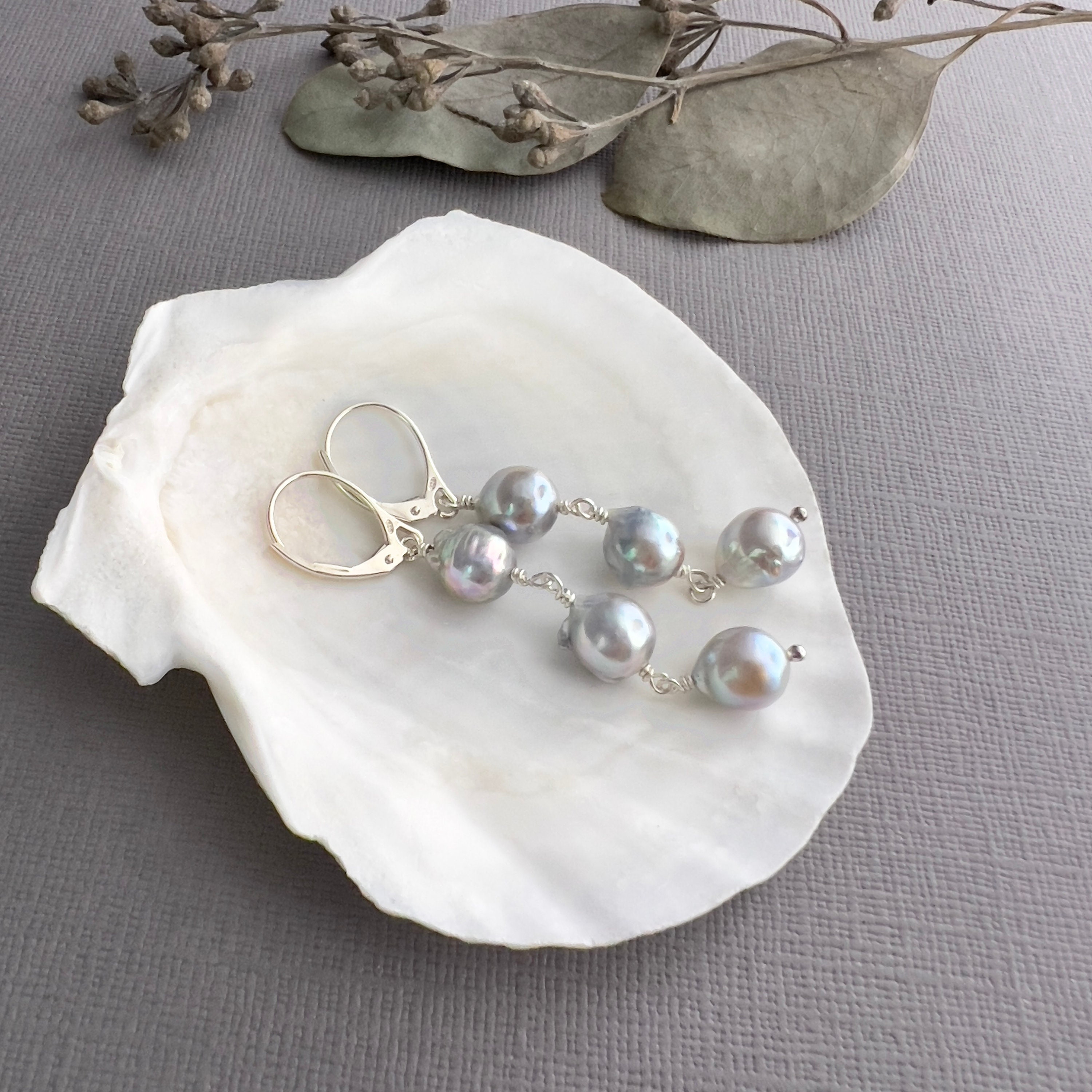 【福袋セール】の商品 Blue Japanese Pearl Linear Wrapped Wire 3 Saltwater Akoya その他