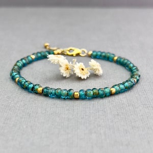 Turquoise seed bead bracelet aqua gold Czech glass Boho Chic handmade summer jewelry stacking adjustable bracelet w/ lobster clasp B157G