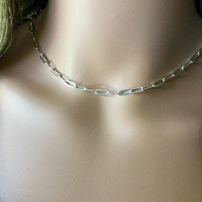 Silver Paperclip Chain Necklace Open Rectangle Oval Box Link | Etsy