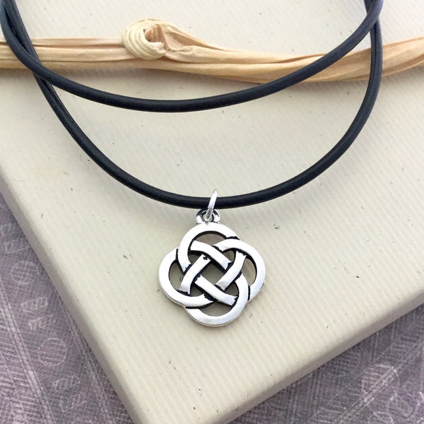 Celtic Irish knot necklace, pendant on leather cord, men's jewelry, gift for man H104/MS116