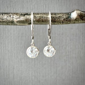 Cubic Zirconia Bezel Set Lever Back Earrings Sterling Silver 6mm Teens Cubic Zirconia Bezel Set Lever Back Earrings Sterling Silver 6mm Teens