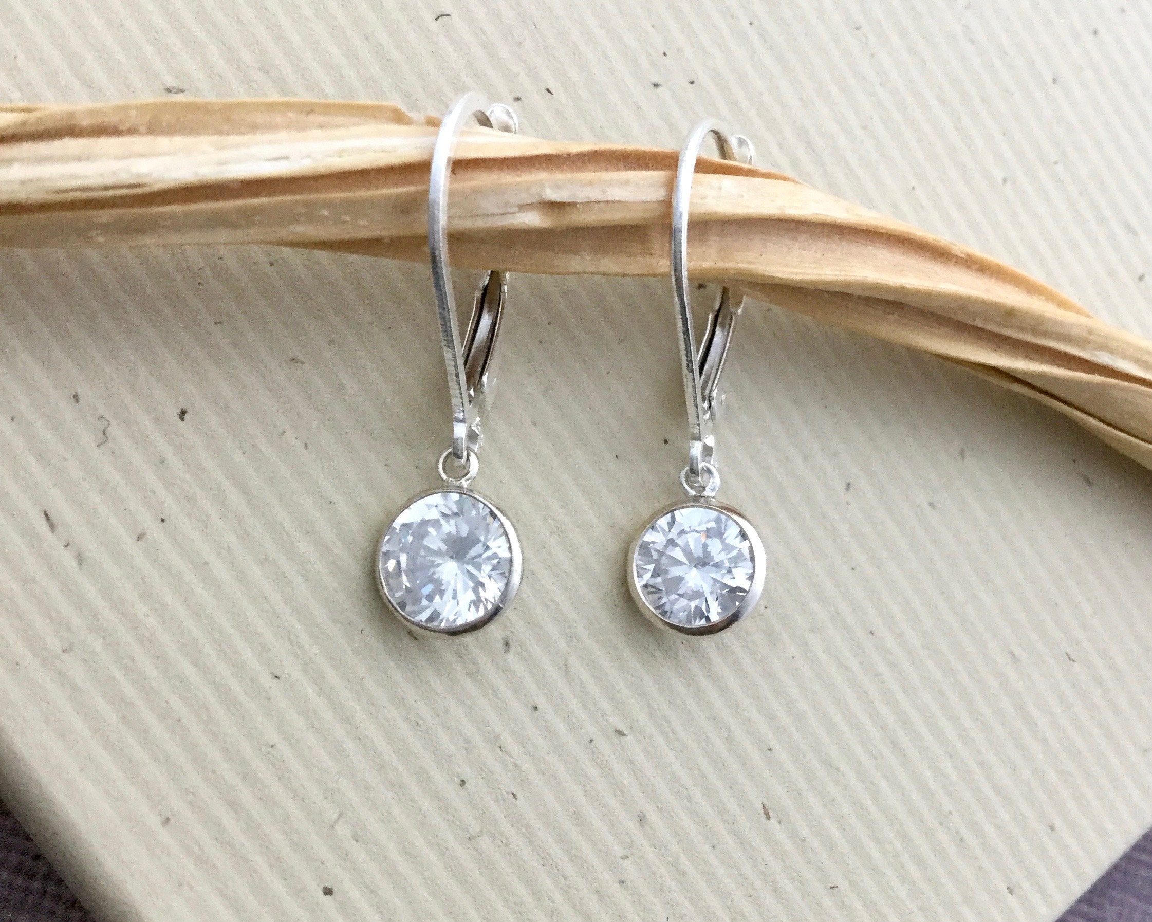 ☆ENGBROX☆ oblique cubic earring EBEA24042SV Cubic Zirconia Earrings, Flower - Zaki Silver Jewelry
