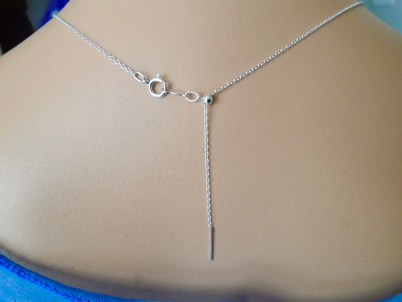 Silver chain for pendant, small diameter threader end for small loop pendant, thin adjustable sterling silver cable chain 18 or 22 inches image 2