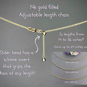 Gold cable chain, gold chain for pendant, 1.3, 1.6, 1.8mm, sliding adjustable length 14 to 36", 14k gold filled, long gold layering jewelry