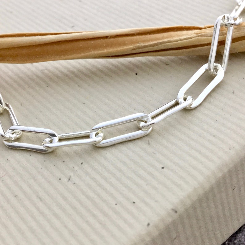 Silver Paperclip Chain Necklace Open Rectangle Oval Box Link Etsy