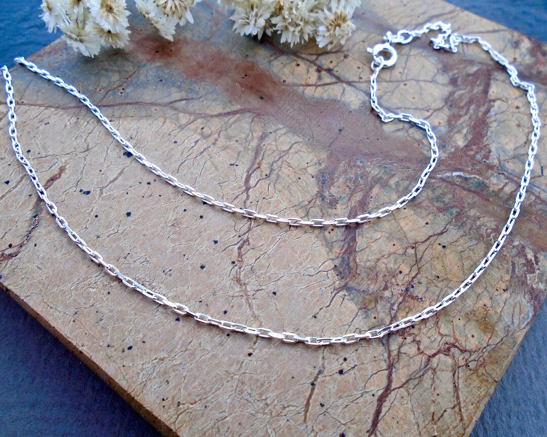 Thin Silver Chain for Pendant Sterling Silver Elongated Etsy