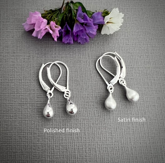 Solid Sterling Silver Two Bead Lever Back Earrings Solid Sterling Silver Two Bead Lever Back Earrings