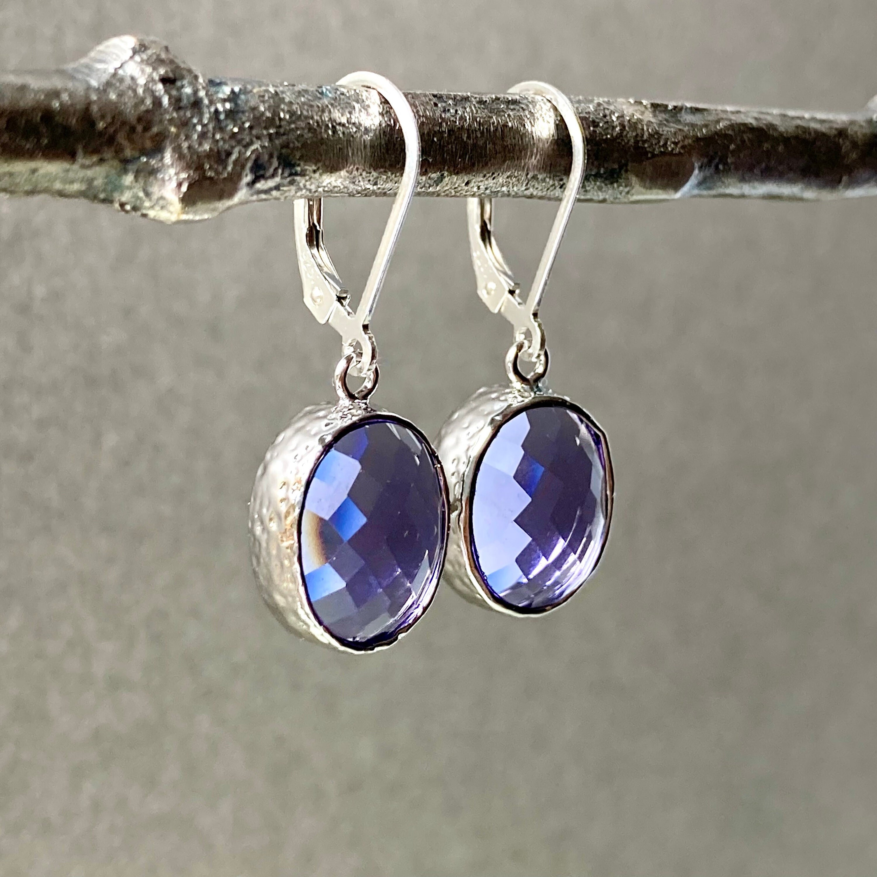 Multistone Amethyst, Rose Quartz, Iolite Hoop Wire Earrings Sterling Silver Multistone Amethyst, Rose Quartz, Iolite Hoop Wire Earrings Sterling Silver