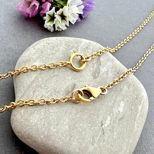Gold chain for pendant sturdy heavyweight 1.6mm 14k gold filled cable chain 14 to 36 inches layering necklace spring or lobster clasp