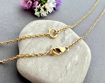 Gold chain for pendant, sturdy heavyweight 1.6mm 14k gold filled cable chain, 14 to 36 inches, layering necklace, spring or lobster clasp
