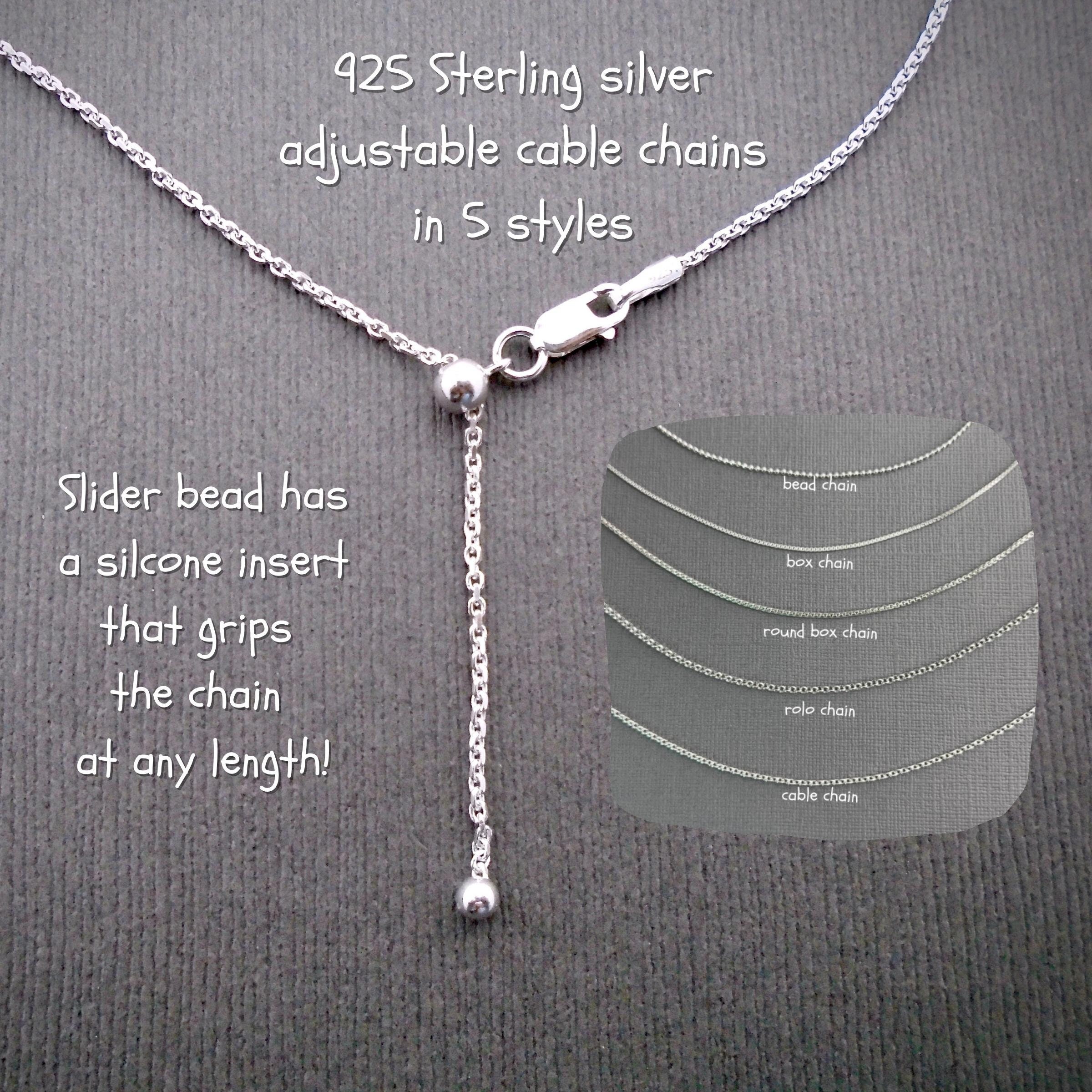 Sterling Silver Adjustable Slide Cable Chains Sterling Silver Adjustable Slide Cable Chains