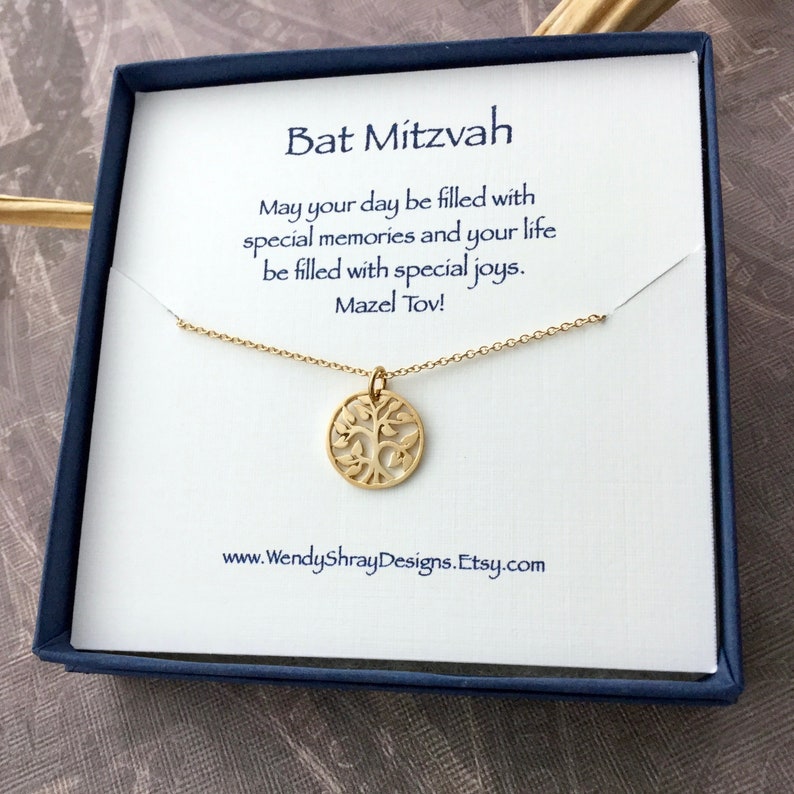 Bat Mitzvah Gift for Teen Girl Gold Tree of Life Necklace Etsy