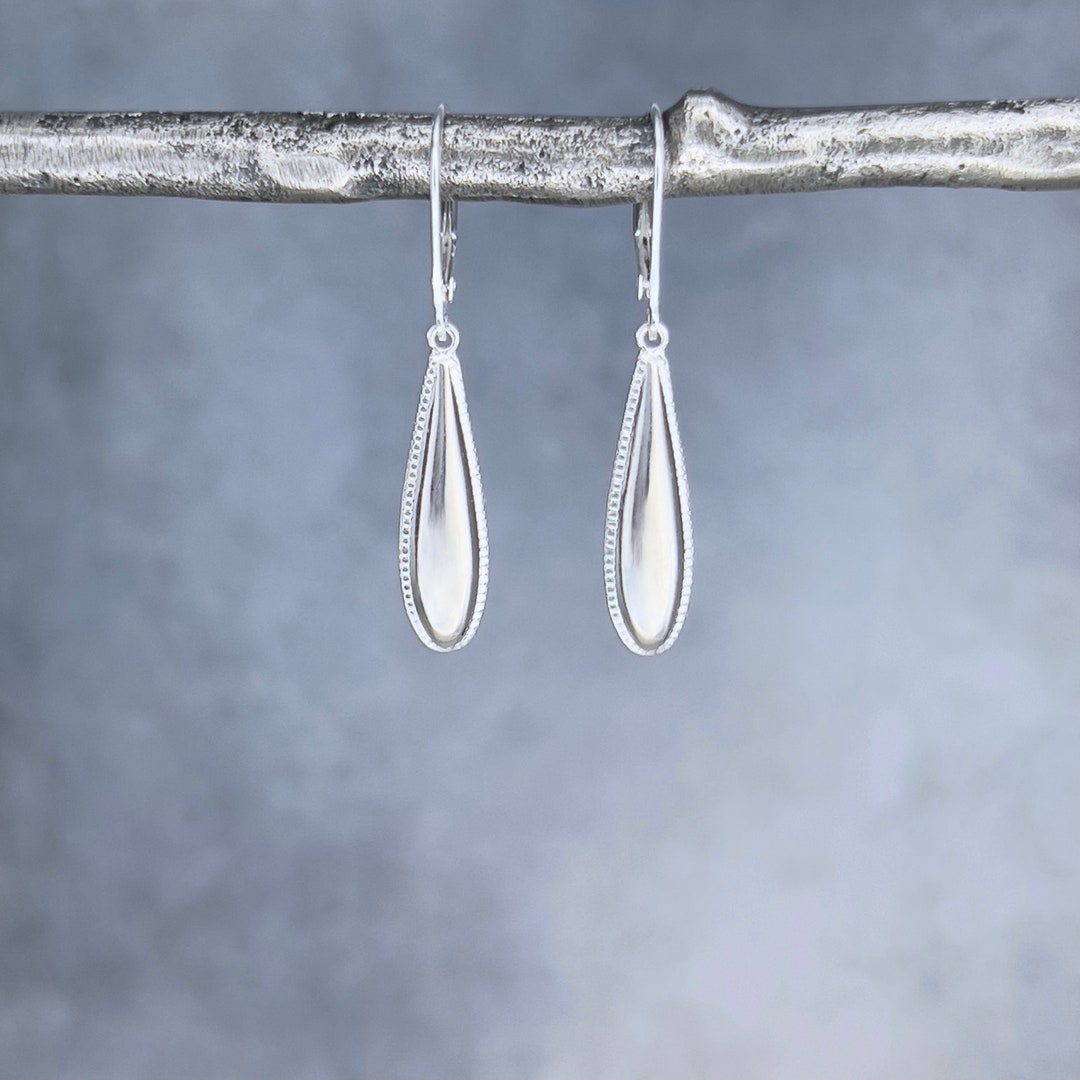 Sterling Silver Teardrop Earrings Lightweight Leverback Earrings 925 ...