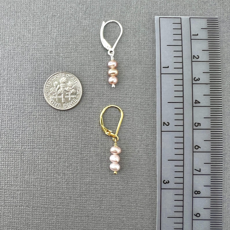 Pink Pearl Earring Dainty Design Elegant Style Minimalist Jewelry Wedding Bridal Collection Feminine Gift Birthday Idea Bridesmaid E735G-3 image 7