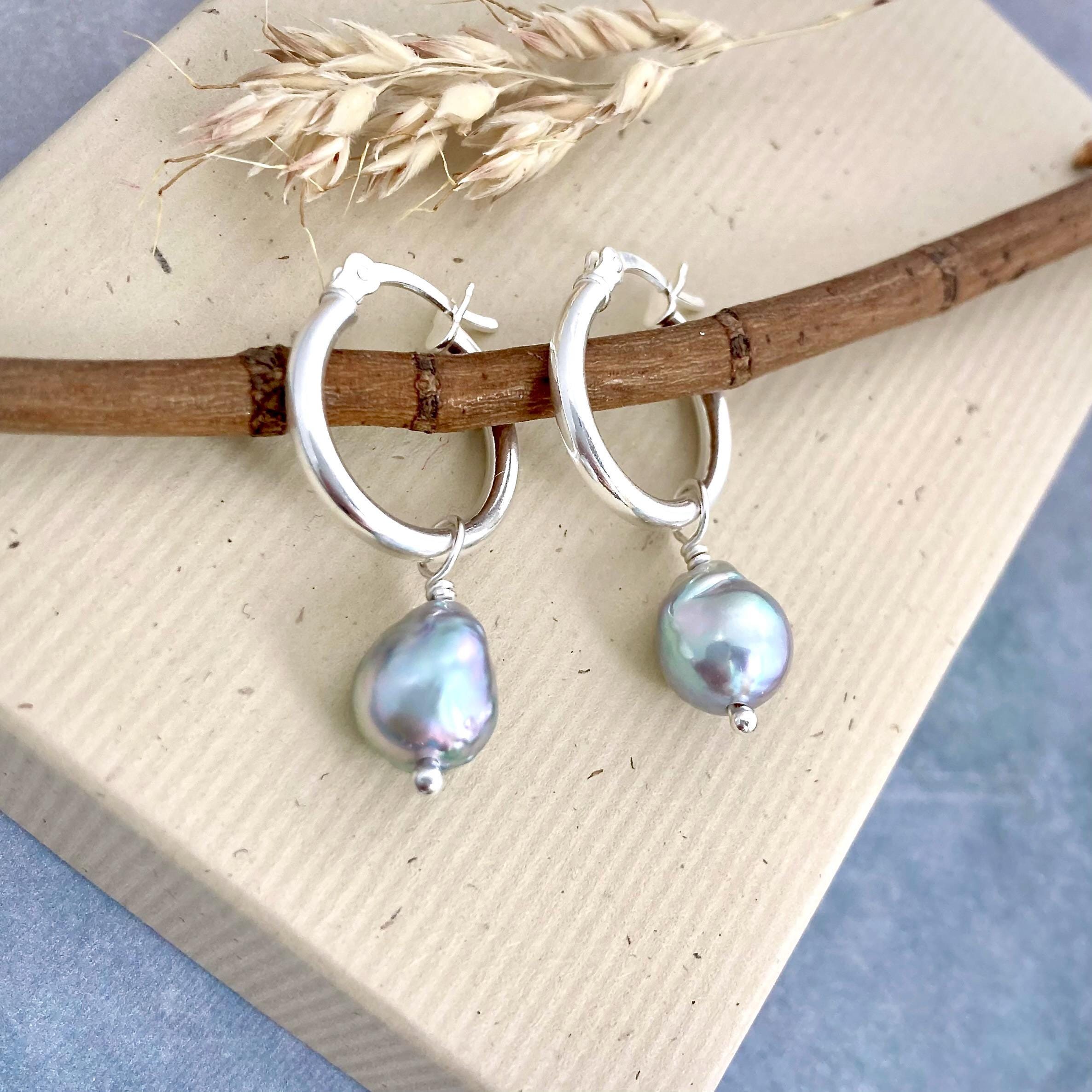 YAFEINI Orecchini A Cerchio Piccoli In Argento 925 Con Perle - Design Onda Marina, Ipoallergenici, Regalo Per Donna Con Confezione