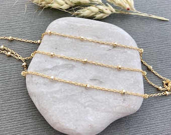 14k Gold filled satellite chain with silver diamond cut beads chain necklace layering station necklace dainty layers 16 or 18 inch CG321