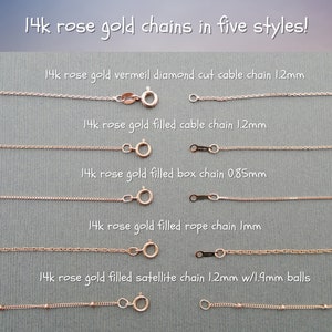 Rose gold chain for pendant, cable chain, diamond cut cable, rope or box chain, 16, 18, 20, 24 inches, rose gold layering jewelry RG-chain